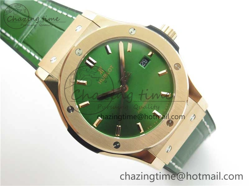 EyeCatching Fusion 42mm RG B50 Green Dial On Green Gummy Strap A 6806