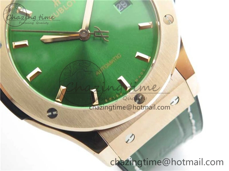 EyeCatching Fusion 42mm RG B50 Green Dial On Green Gummy Strap A 6806