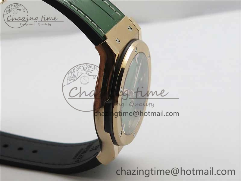EyeCatching Fusion 42mm RG B50 Green Dial On Green Gummy Strap A 6806