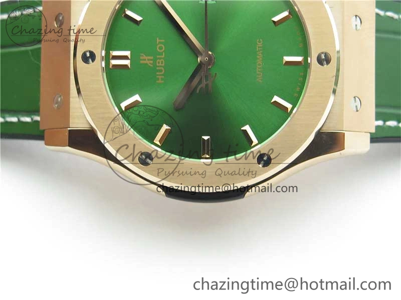 EyeCatching Fusion 42mm RG B50 Green Dial On Green Gummy Strap A 6806