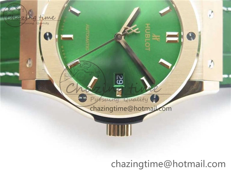 EyeCatching Fusion 42mm RG B50 Green Dial On Green Gummy Strap A 6806