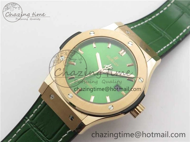 EyeCatching Fusion 42mm RG B50 Green Dial On Green Gummy Strap A 6806