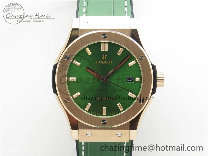 EyeCatching Fusion 42mm RG B50 Green Dial On Green Gummy Strap A 6806