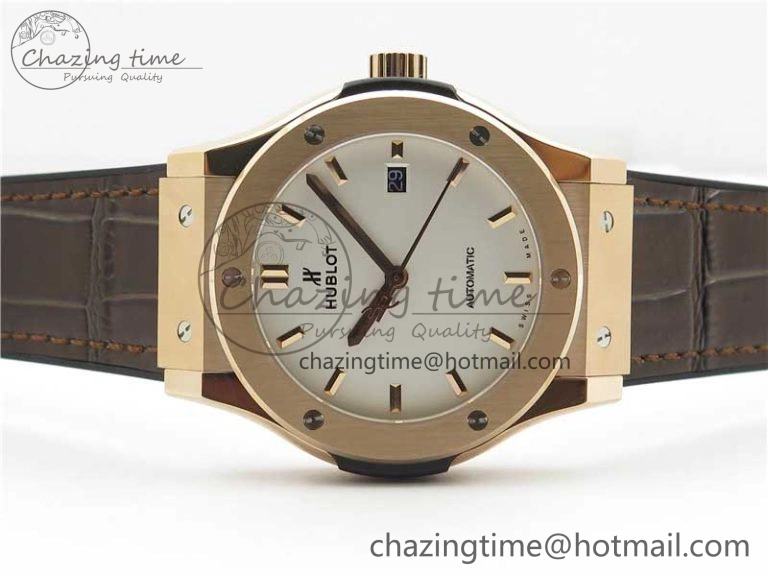 Fusion 42mm RG B50 White Dial On Brown Gummy Strap A Original 6810