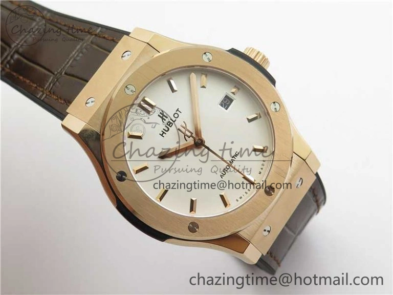 Fusion 42mm RG B50 White Dial On Brown Gummy Strap A Original 6810