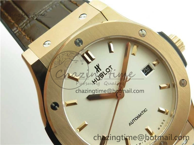 Fusion 42mm RG B50 White Dial On Brown Gummy Strap A Original 6810