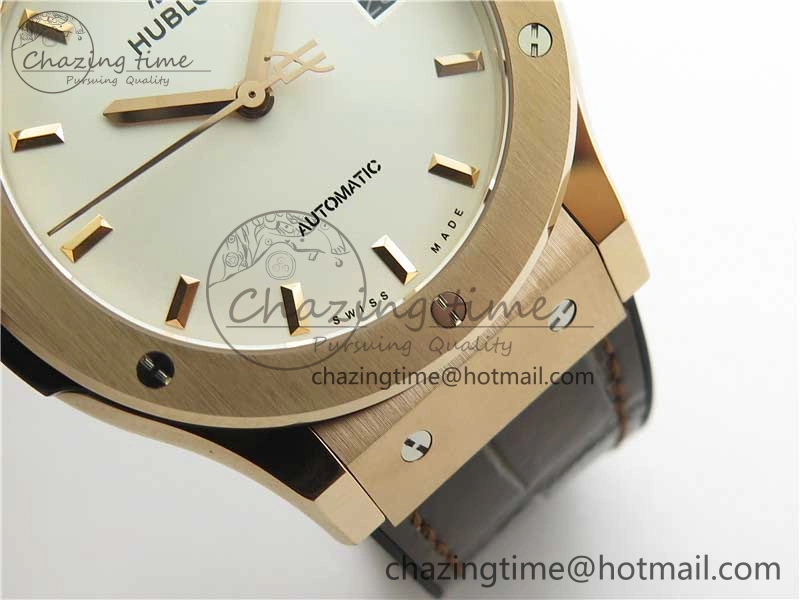 Fusion 42mm RG B50 White Dial On Brown Gummy Strap A Original 6810