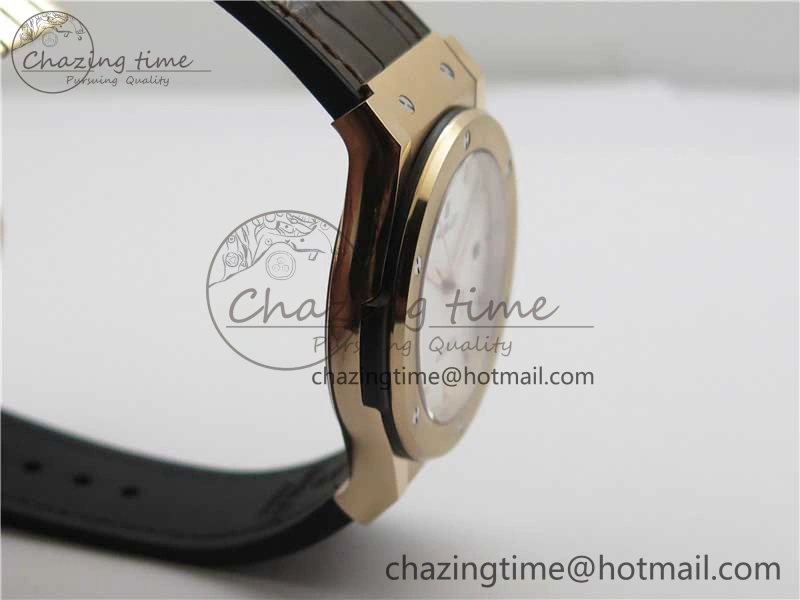 Fusion 42mm RG B50 White Dial On Brown Gummy Strap A Original 6810