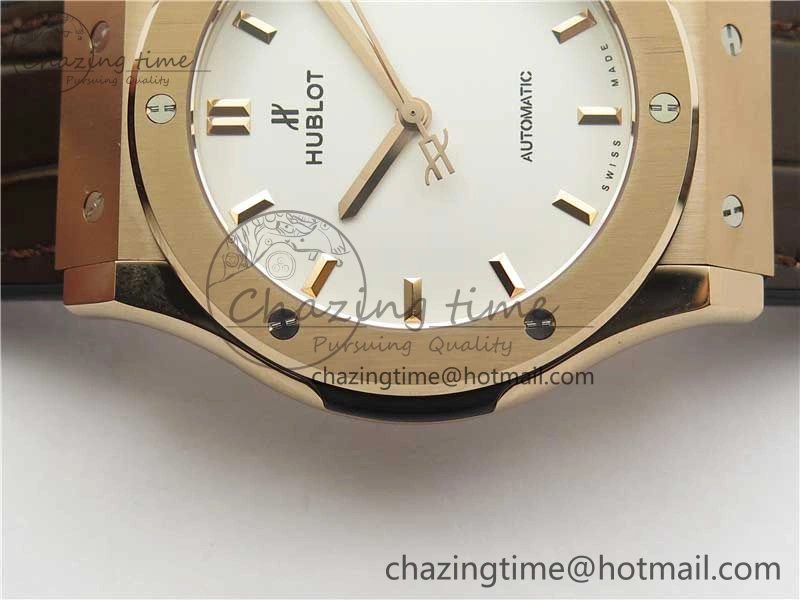Fusion 42mm RG B50 White Dial On Brown Gummy Strap A Original 6810