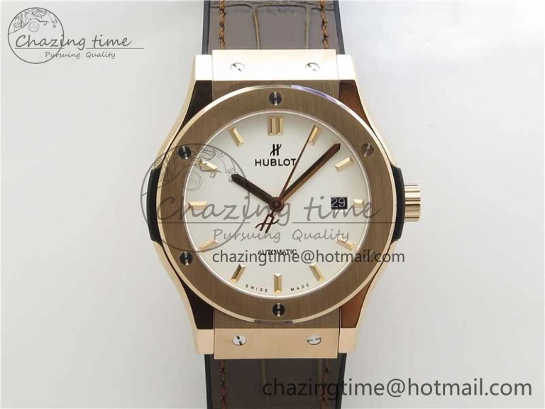 Fusion 42mm RG B50 White Dial On Brown Gummy Strap A Original 6810