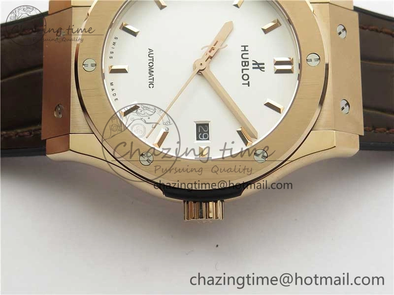 Fusion 42mm RG B50 White Dial On Brown Gummy Strap A Original 6810