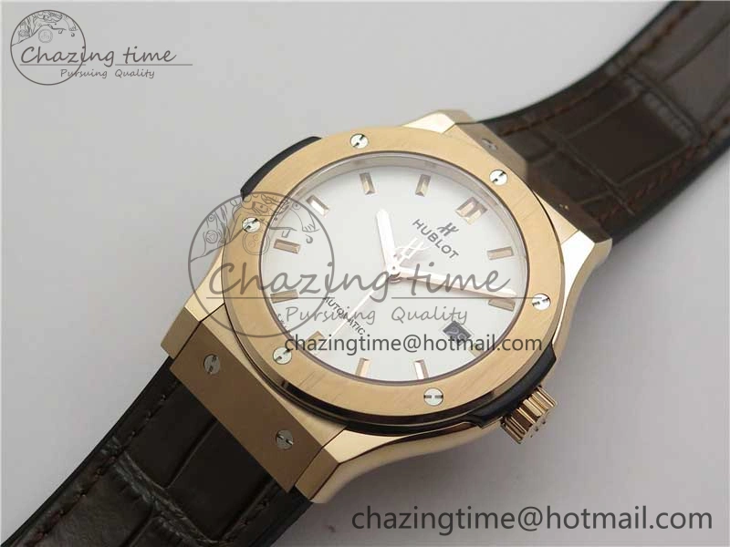 Fusion 42mm RG B50 White Dial On Brown Gummy Strap A Original 6810