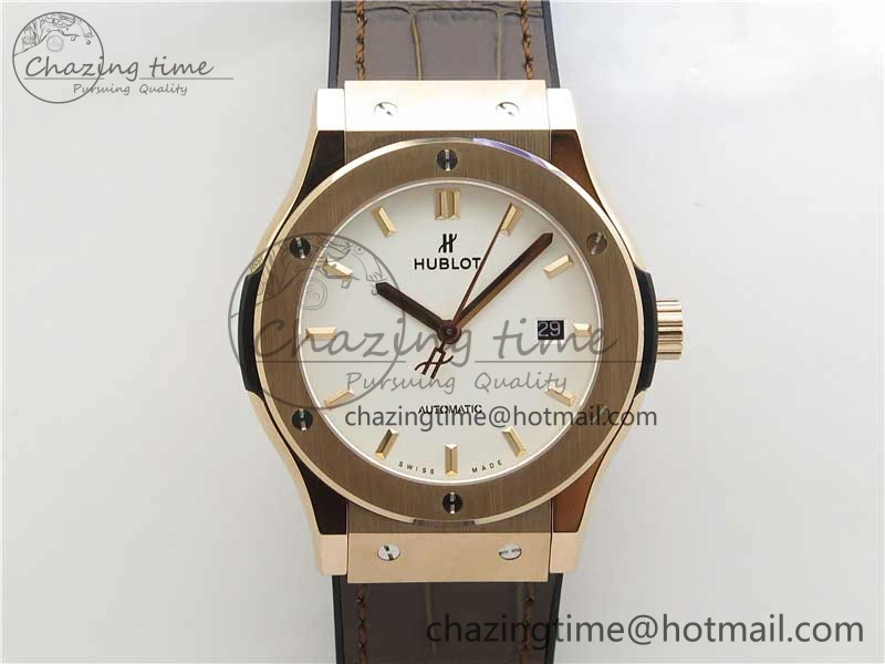 Fusion 42mm RG B50 White Dial On Brown Gummy Strap A Original 6810