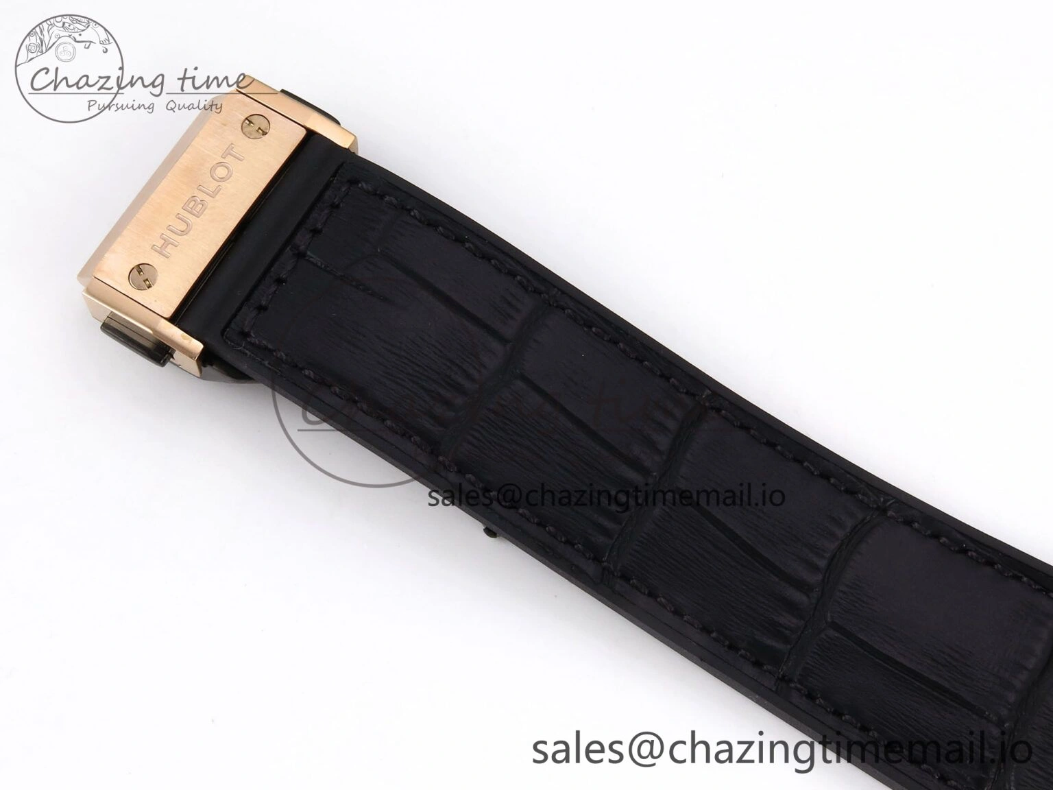 OnTrend Fusion 42mm RG JJF 1:1 Best Edition Black Dial on Black Gummy Leather Strap 6703