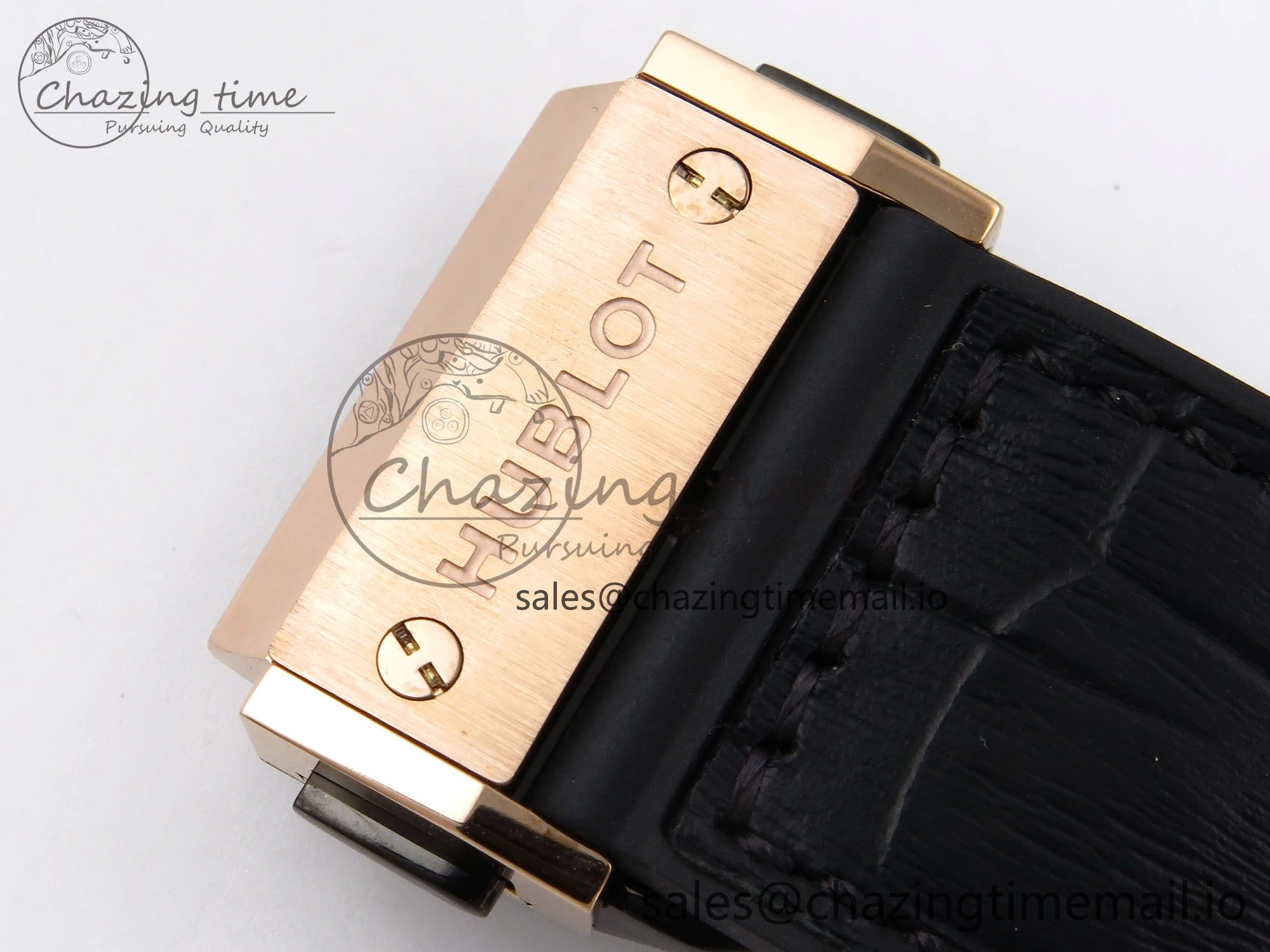 OnTrend Fusion 42mm RG JJF 1:1 Best Edition Black Dial on Black Gummy Leather Strap 6703