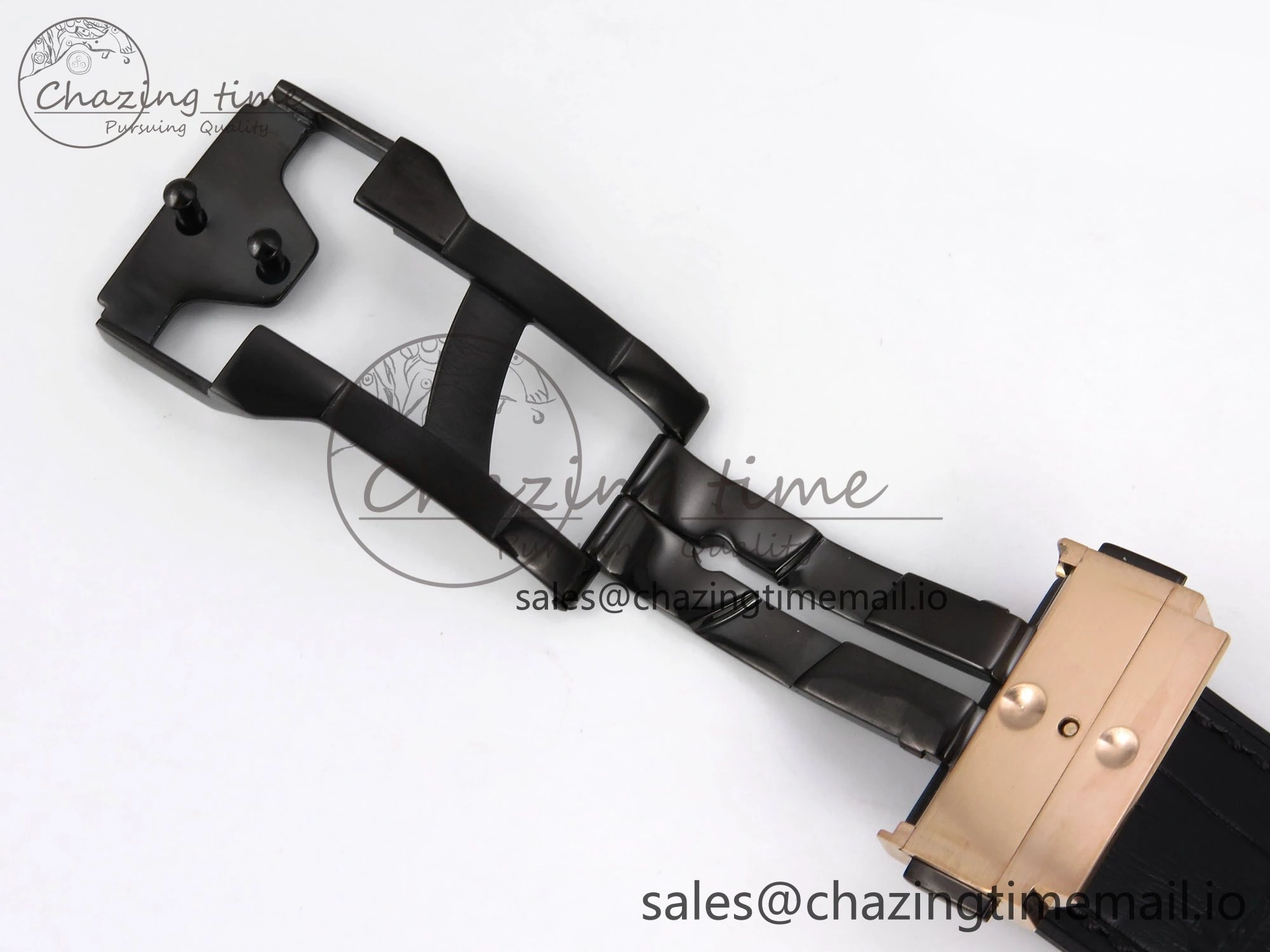 OnTrend Fusion 42mm RG JJF 1:1 Best Edition Black Dial on Black Gummy Leather Strap 6703