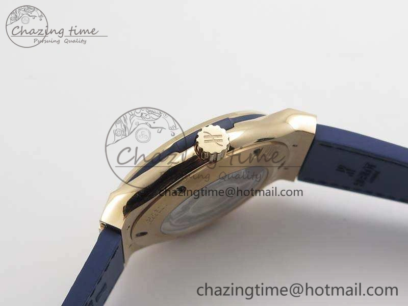 Bright Fusion 42mm RG JJF 1:1 Best Edition Blue Dial On Gummy Strap A 6945