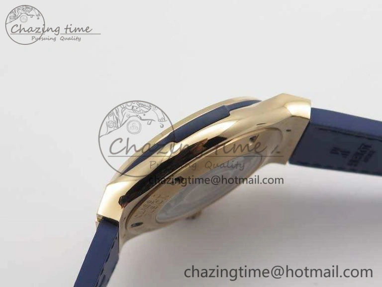 Bright Fusion 42mm RG JJF 1:1 Best Edition Blue Dial On Gummy Strap A 6945