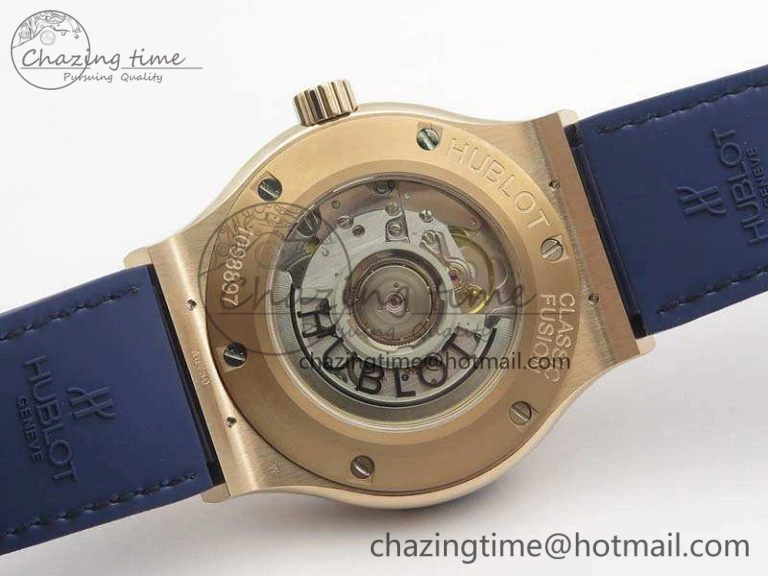 Bright Fusion 42mm RG JJF 1:1 Best Edition Blue Dial On Gummy Strap A 6945