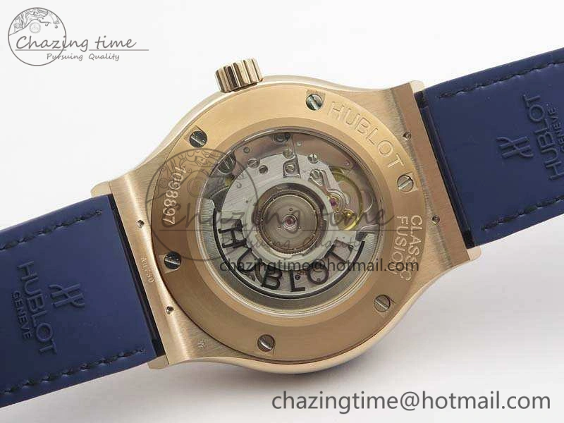 Bright Fusion 42mm RG JJF 1:1 Best Edition Blue Dial On Gummy Strap A 6945