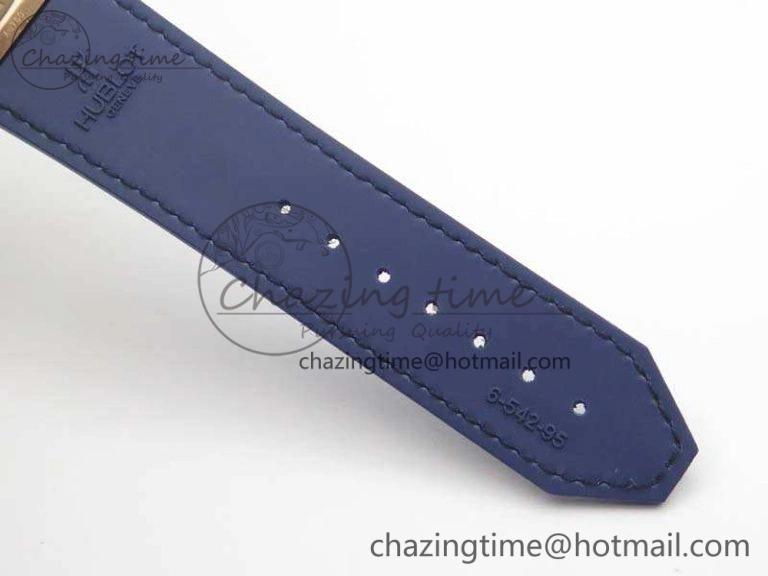 Bright Fusion 42mm RG JJF 1:1 Best Edition Blue Dial On Gummy Strap A 6945