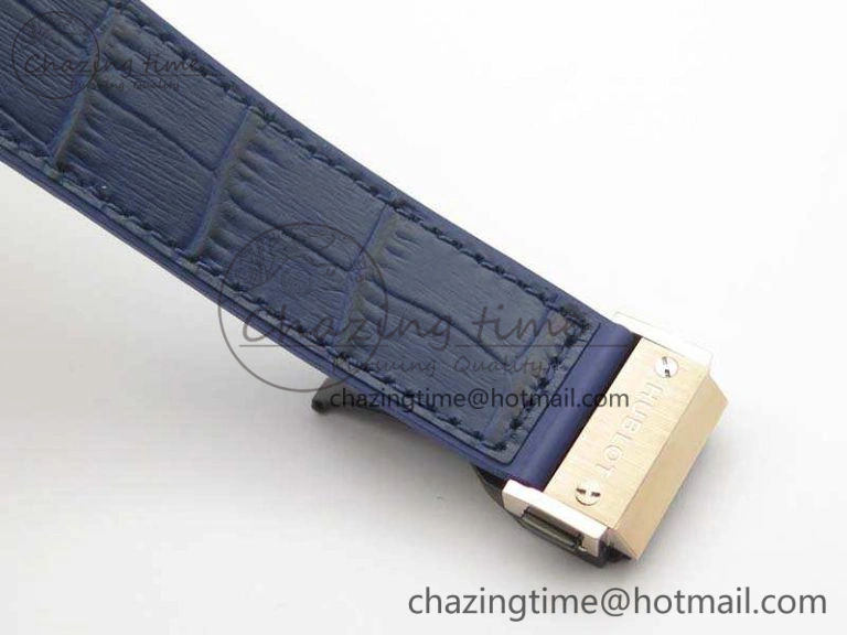 Bright Fusion 42mm RG JJF 1:1 Best Edition Blue Dial On Gummy Strap A 6945