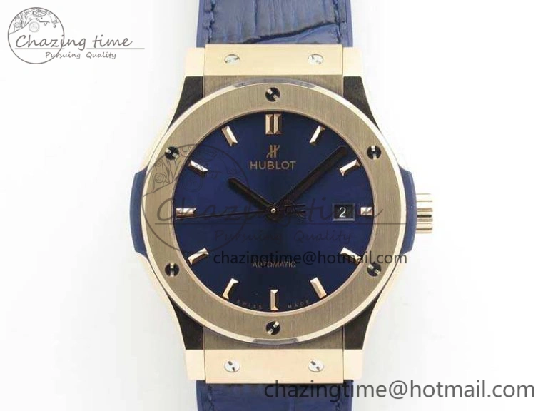Bright Fusion 42mm RG JJF 1:1 Best Edition Blue Dial On Gummy Strap A 6945