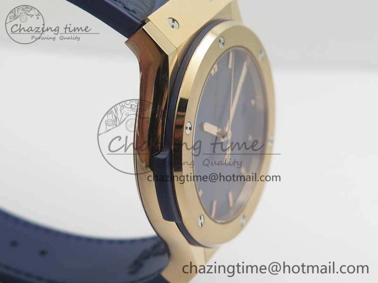Bright Fusion 42mm RG JJF 1:1 Best Edition Blue Dial On Gummy Strap A 6945