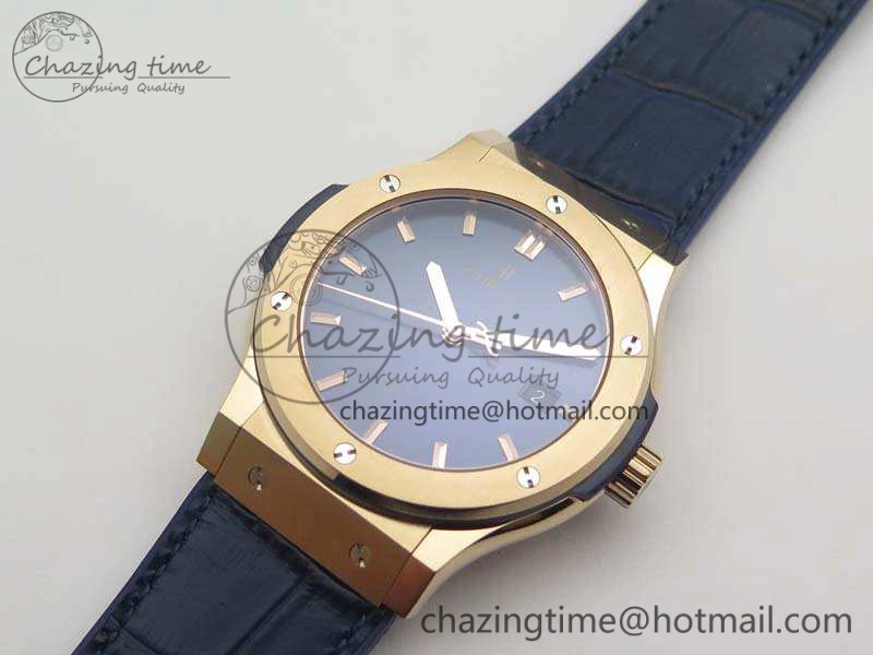 Bright Fusion 42mm RG JJF 1:1 Best Edition Blue Dial On Gummy Strap A 6945