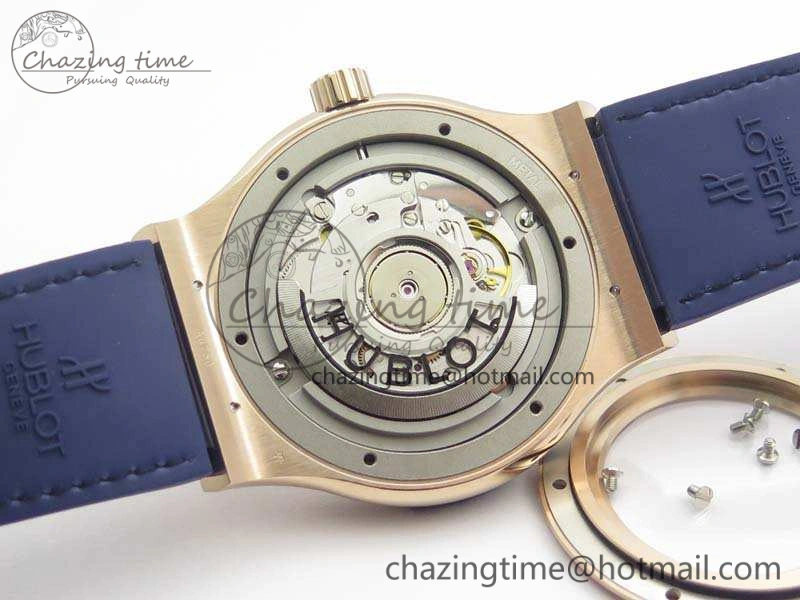 Bright Fusion 42mm RG JJF 1:1 Best Edition Blue Dial On Gummy Strap A 6945