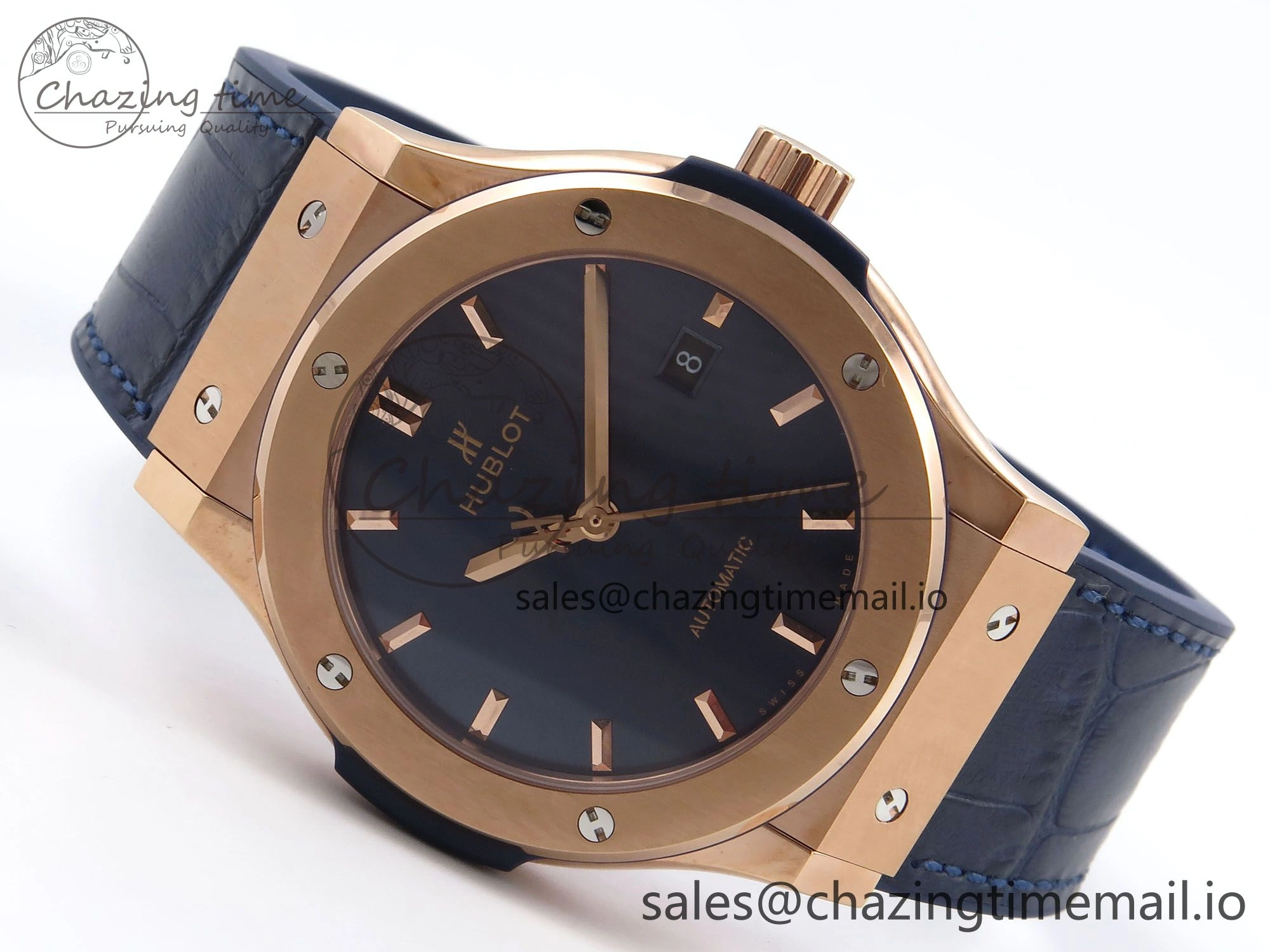 Fusion 42mm RG JJF 1:1 Best Edition Blue Dial on Blue Gummy Leather Strap Refined 6702