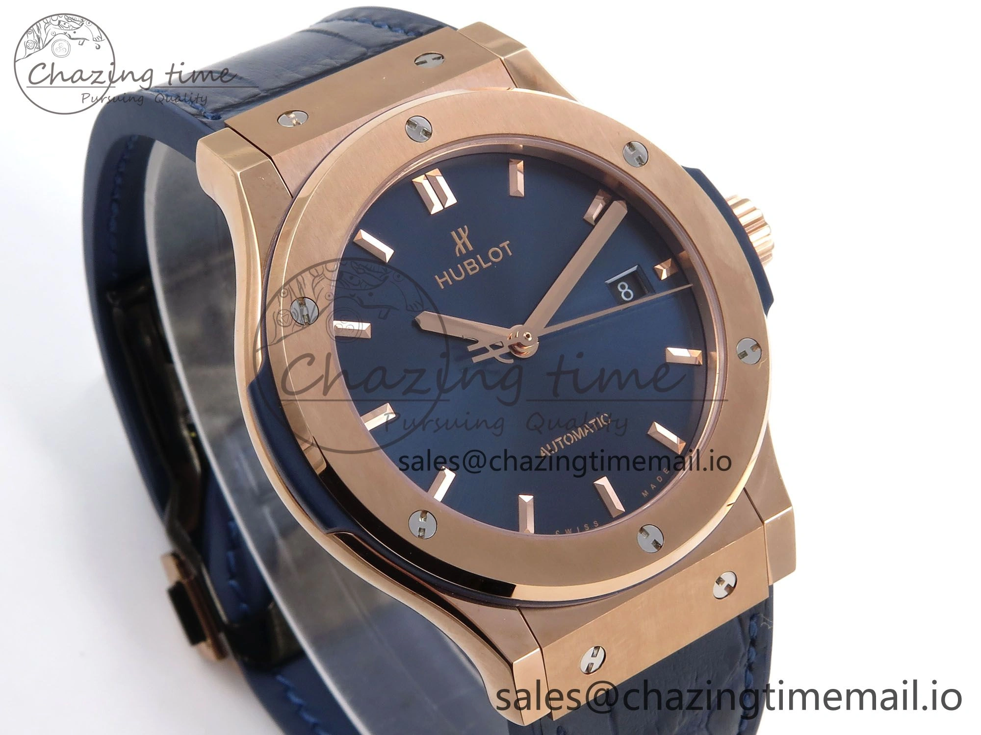 Fusion 42mm RG JJF 1:1 Best Edition Blue Dial on Blue Gummy Leather Strap Refined 6702