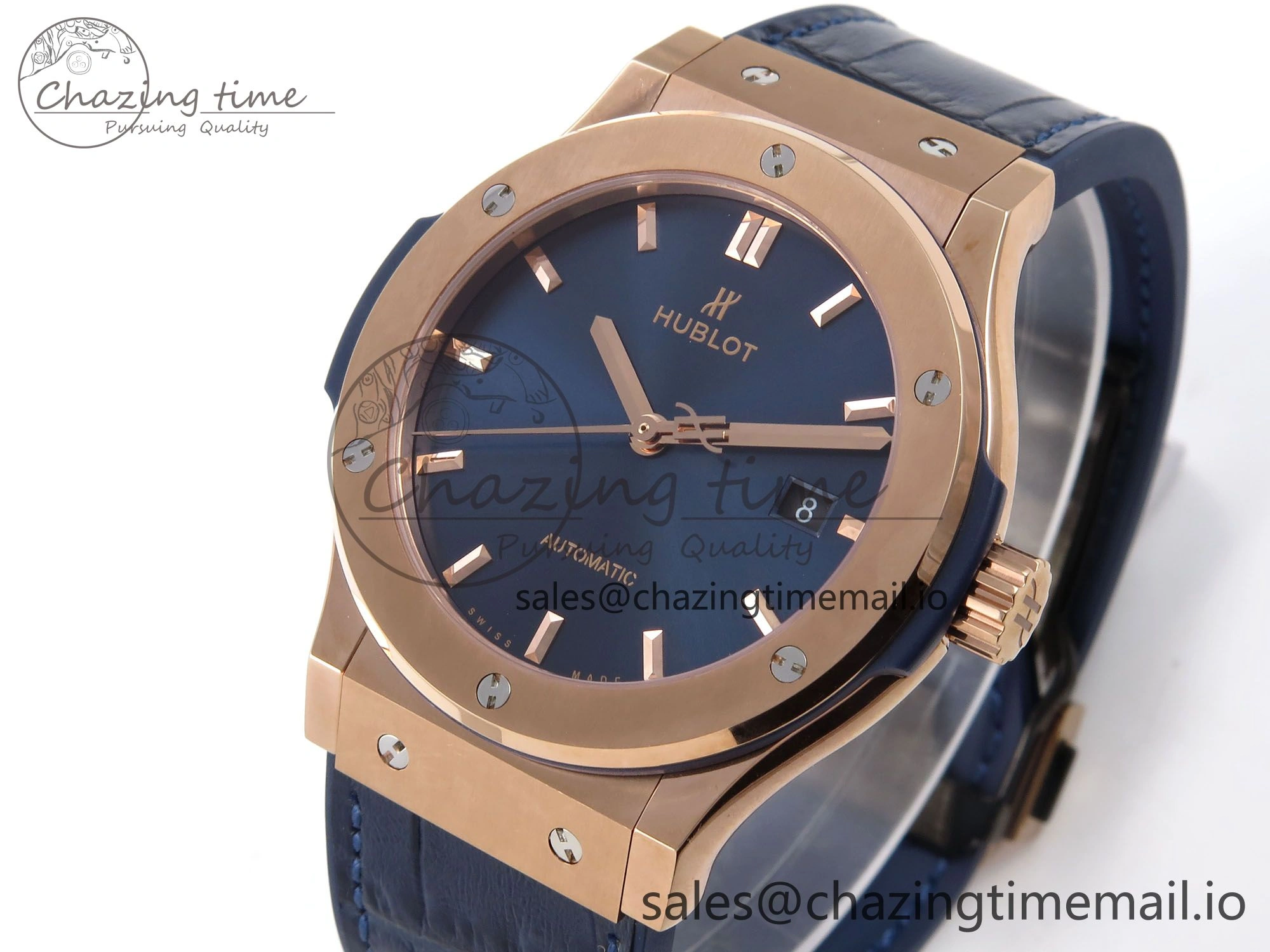 Fusion 42mm RG JJF 1:1 Best Edition Blue Dial on Blue Gummy Leather Strap Refined 6702
