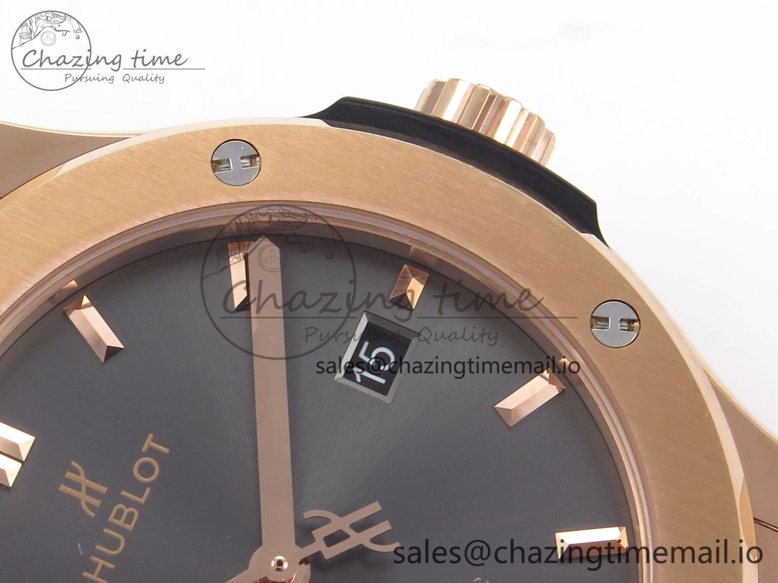 Bright Fusion 42mm RG JJF 1:1 Best Edition Gray Dial on Black Gummy Leather Strap 6699