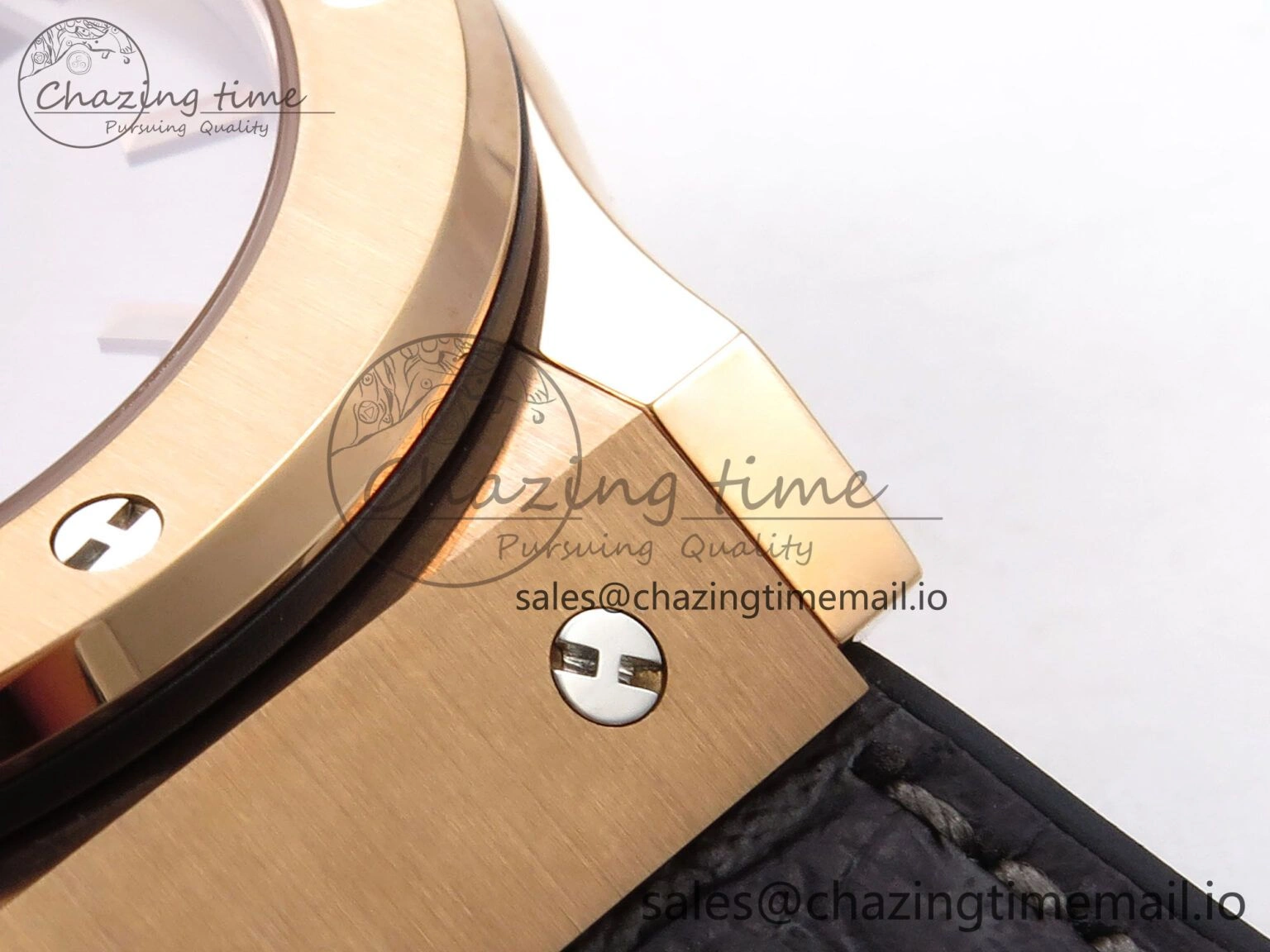 Bright Fusion 42mm RG JJF 1:1 Best Edition Gray Dial on Black Gummy Leather Strap 6699