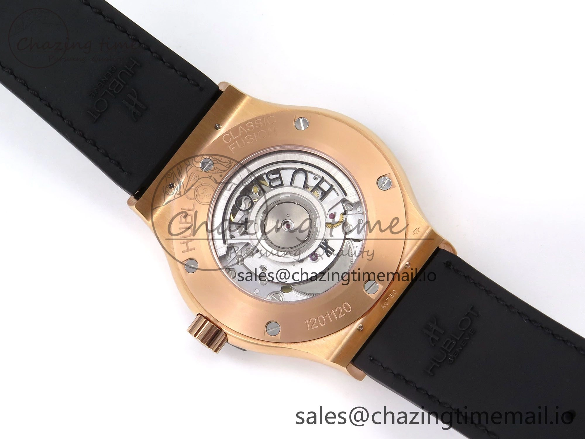 Bright Fusion 42mm RG JJF 1:1 Best Edition Gray Dial on Black Gummy Leather Strap 6699