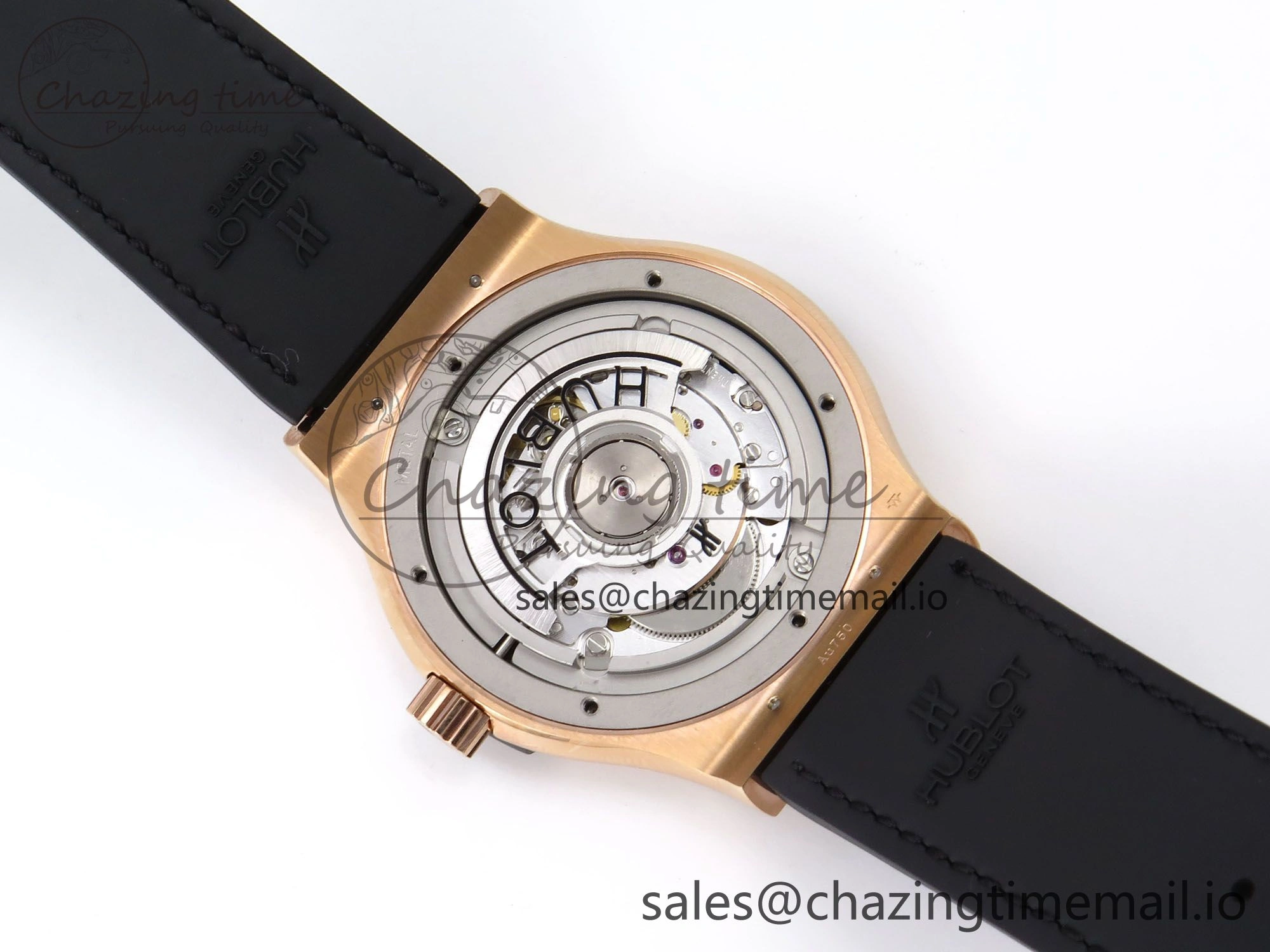 Bright Fusion 42mm RG JJF 1:1 Best Edition Gray Dial on Black Gummy Leather Strap 6699