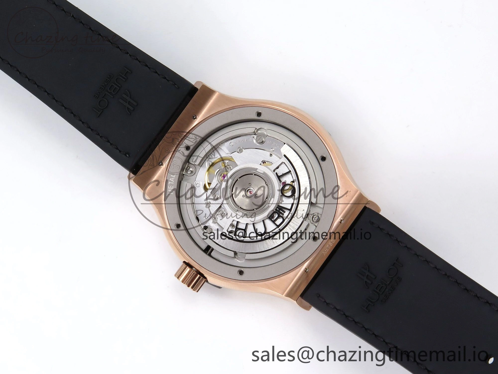 SmartChoice Fusion 42mm RG JJF 1:1 Best Edition White Dial on Black Gummy Leather Strap 6701