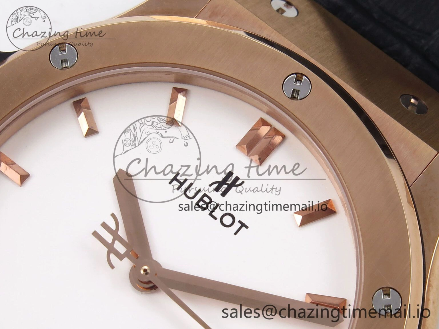 SmartChoice Fusion 42mm RG JJF 1:1 Best Edition White Dial on Black Gummy Leather Strap 6701