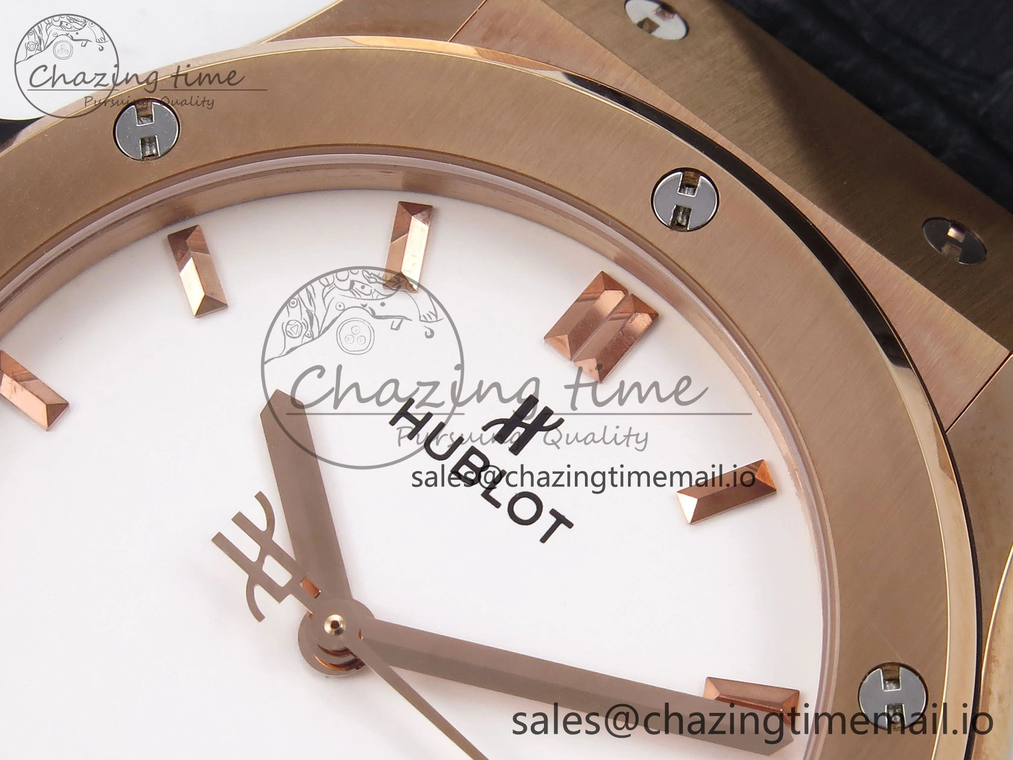 SmartChoice Fusion 42mm RG JJF 1:1 Best Edition White Dial on Black Gummy Leather Strap 6701