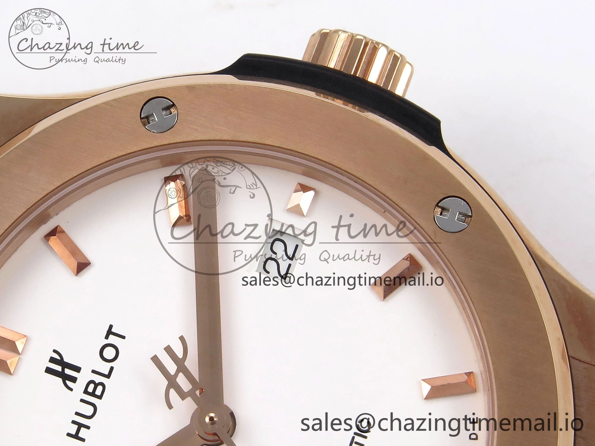 SmartChoice Fusion 42mm RG JJF 1:1 Best Edition White Dial on Black Gummy Leather Strap 6701