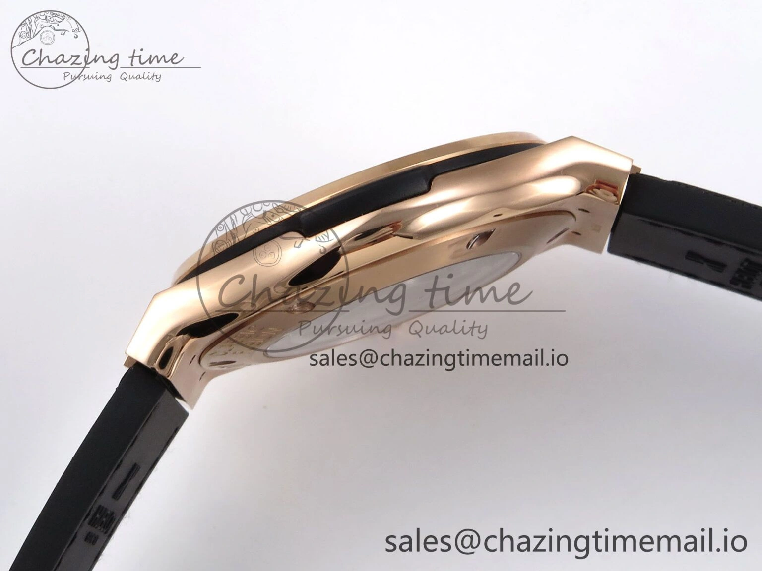 SmartChoice Fusion 42mm RG JJF 1:1 Best Edition White Dial on Black Gummy Leather Strap 6701