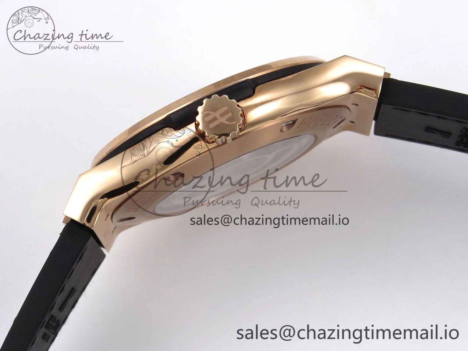 SmartChoice Fusion 42mm RG JJF 1:1 Best Edition White Dial on Black Gummy Leather Strap 6701