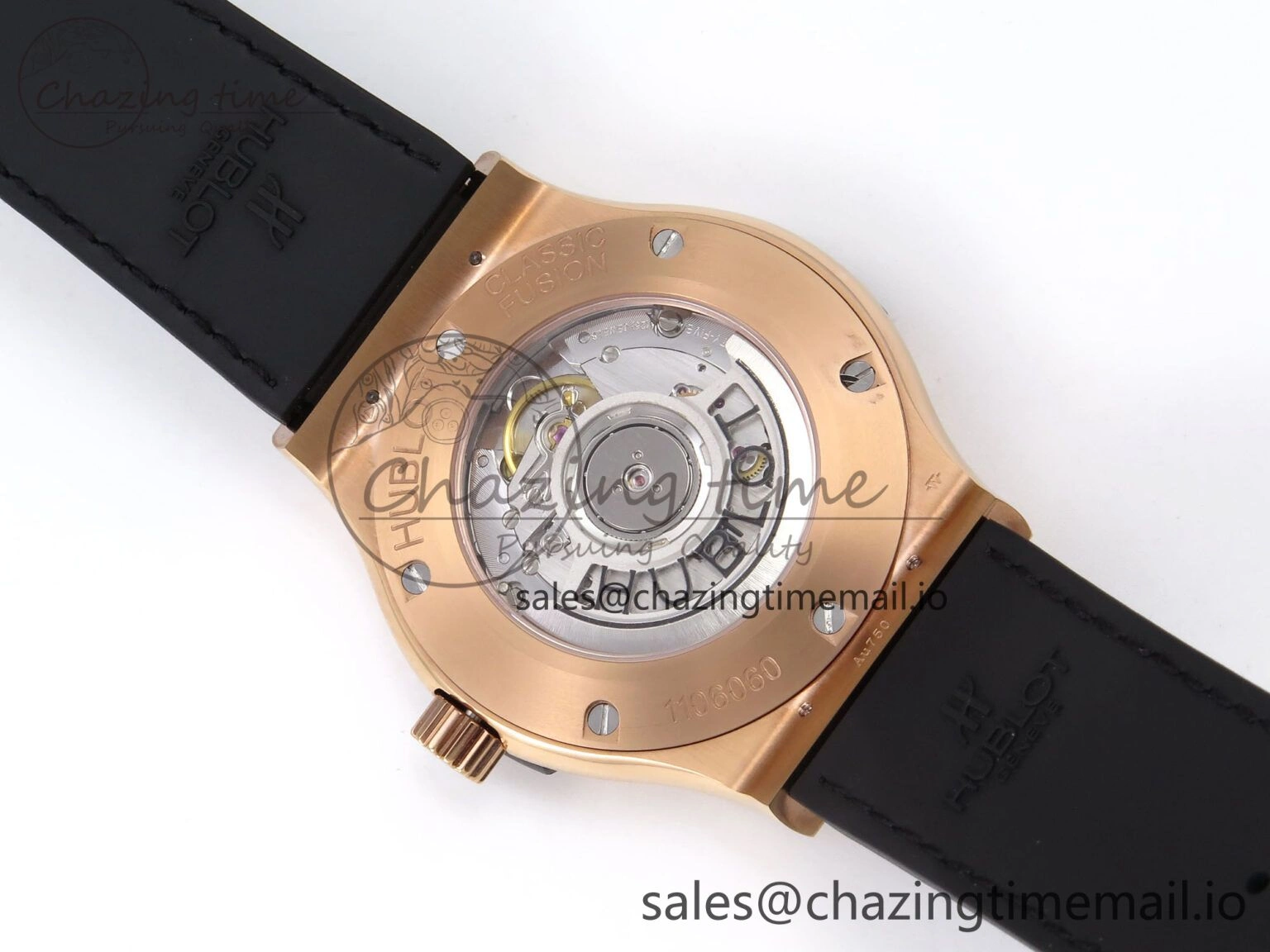 SmartChoice Fusion 42mm RG JJF 1:1 Best Edition White Dial on Black Gummy Leather Strap 6701