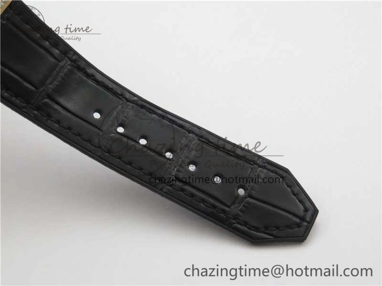 Compact Fusion 42mm RG Paved Diamonds Bezel B50F Black Dial On Gummy Strap A 6782