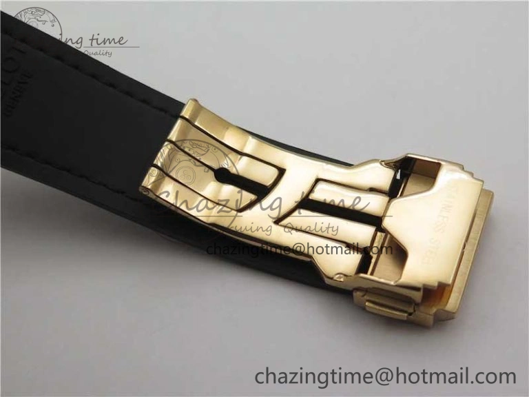 Compact Fusion 42mm RG Paved Diamonds Bezel B50F Black Dial On Gummy Strap A 6782