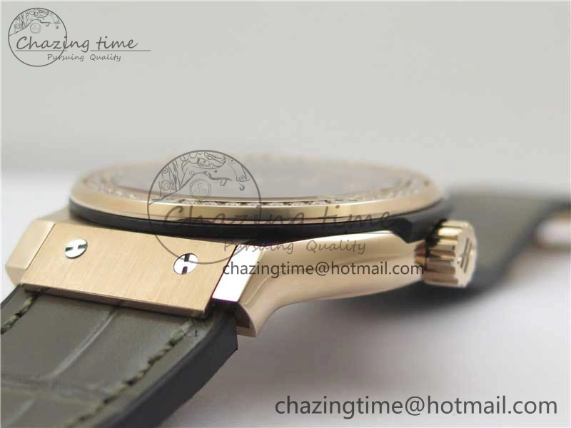 Fusion 42mm RG Paved Diamonds Bezel B50F Gray Dial On Gummy Strap A TravelReady 6780