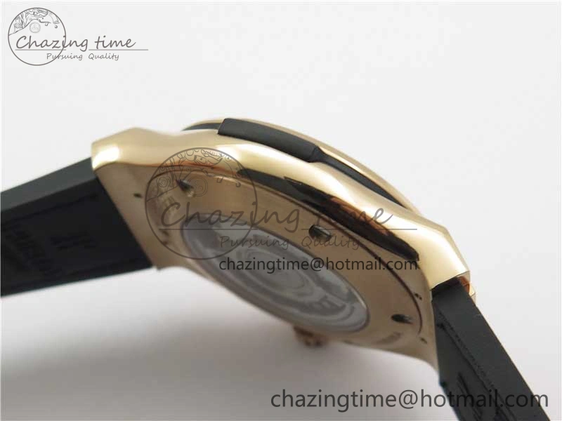 Fusion 42mm RG Paved Diamonds Case Bezel B50F Black Dial On Gummy Strap A Chic 6783
