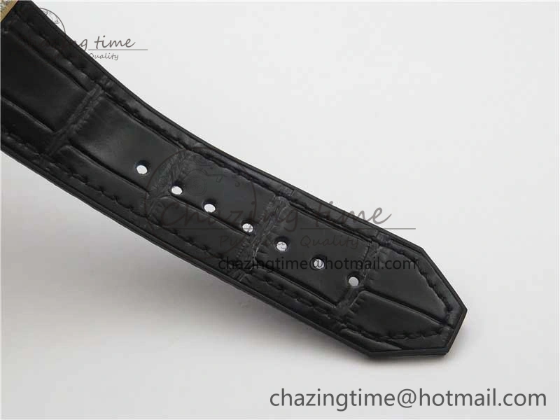 Fusion 42mm RG Paved Diamonds Case Bezel B50F Black Dial On Gummy Strap A Chic 6783