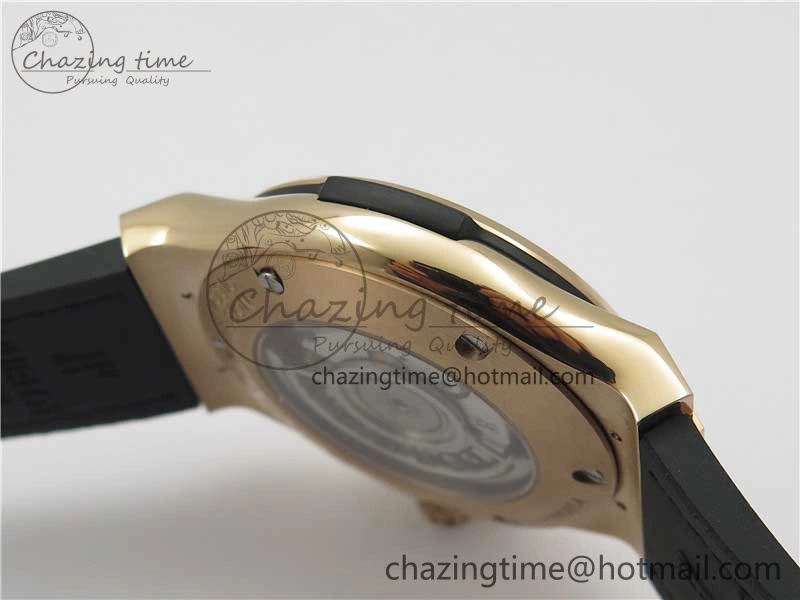 Practical Fusion 42mm RG Paved Diamonds Case Bezel B50F Gray Dial On Gummy Strap A 6777